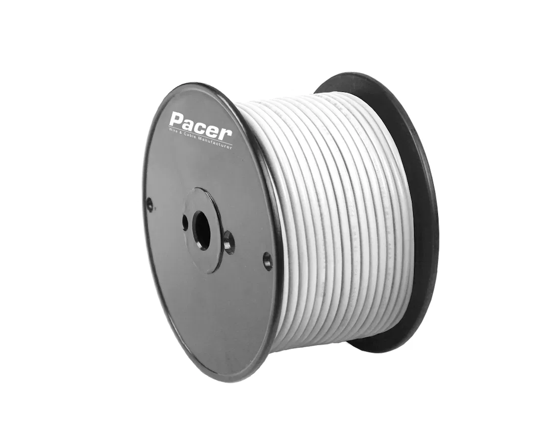 WUL14WH-100 – PACER Primary Wire, Stranded Conductor 14 Gauge 600 Volts White 100 Foot Roll Tinned Copper Conductor/ ...